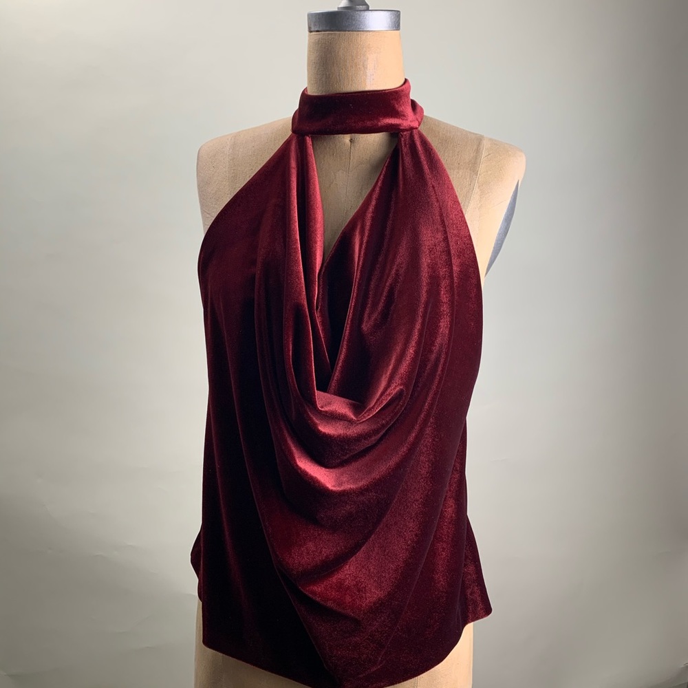 NWT ASOS red velvet halter top
